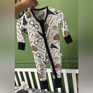 Baseball Themed Baby Onesie with Black Accents